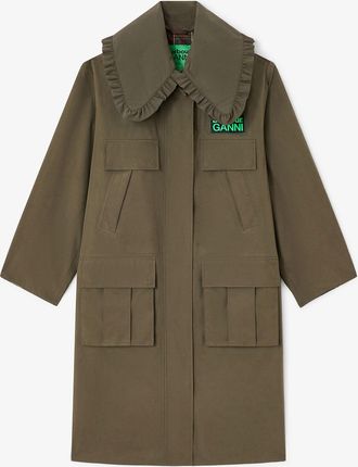 Ganni Green x Barbour Long Coat in - Size 32 Wool