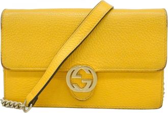 Gucci Yellow Leather Chain/Shoulder Wallet (Pre-Owned)