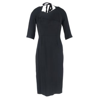 Roland Mouret midi-jurk met panelen en strikdetails in zwarte viscose