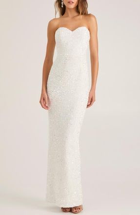 Helsi Ryan Sequin Strapless Column Gown in Off White at Nordstrom, Size X-Large
