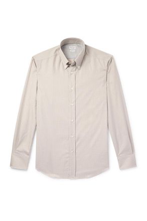 Brunello Cucinelli Slim-Fit Button-Down Collar Checked Cotton Shirt