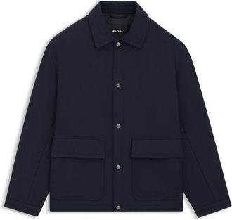 BOSS Relaxed-fit jacket in water-repellent peached fabric