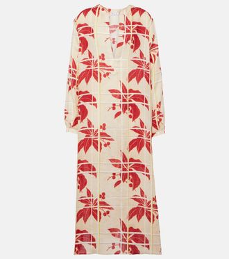 Loro Piana Vestido largo de lino floral
