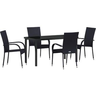 vidaXL Conjunto De Comedor De Jard&iacute;n 5 Pcs Negro Polirat&aacute;n Vidaxl