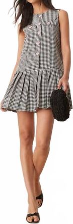 Sister Jane Petal Houndstooth Dress In Black/ivory