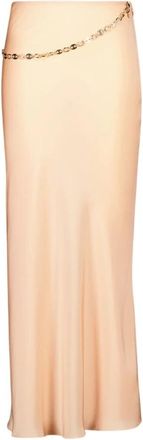 Paco Rabanne Satijnen rok met kettingdetail - Dames - Maxi Rokken - Roze - XS - Satijn - Rokken