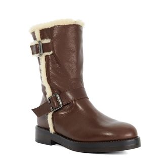Dune London Womens Ladies Pixo - Faux Shearling Lined Boots - Brown - Size UK 8