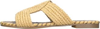 Alviero Martini 1A Classe Faux Leather and Raffia Mules - Dames - Sandalen - Beige - 39 EU - Leer - Schoenen