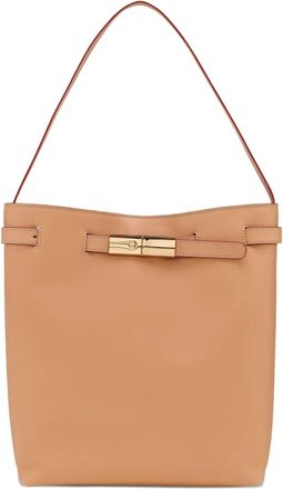 Longchamp Borsa a spalla Le Roseau L in pelle liscia - Toni neutri