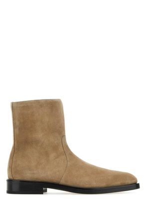 Ferragamo Beige Solid Slip On Boots