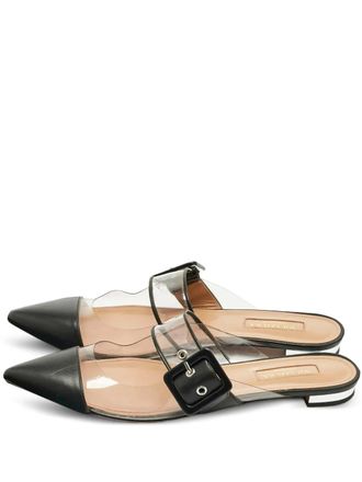 Aquazzura buckle-strap leather mules - Black