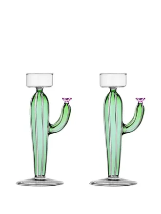Ichendorf Desert Plants candle holder (set of two) - unisex - Borosilicate Glass - One Size - Green