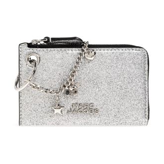 Marc Jacobs Accessoires, Dames, Grijs, ONE Size, Polyester, The Coated Glitter Everyday Top Zip Charm Wallet