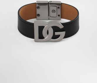 Dolce & Gabbana Calfskin Bracelet With Dg Logo - Man Bijoux Multi-colored Leather M