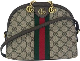Gucci Pre-owned GG Supreme Ophidia Small Rounded Top Shoulder Bag - Dames - Vintage Schoudertas - Bruin - ONE Size - Satijn - Vintage