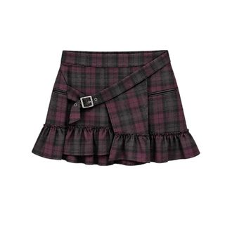 A Paper Kid Minifalda de cuadros con volantes - Skirts - Mujer - Multicolor - XS