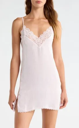 In Bloom by Jonquil Maxine Lace Trim Satin Chemise in Rose at Nordstrom, Size X-Large