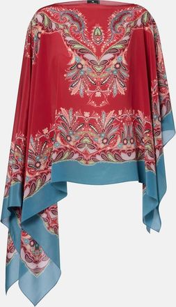 Etro Poncho asimmetrico in crêpe di seta