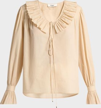 Chlo&eacute; Ruffle Cotton Voile Blouse