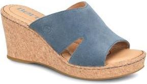 B&oslash;rn Sorine Platform Wedge Sandal in Dark Blue Suede at Nordstrom Rack, Size 10