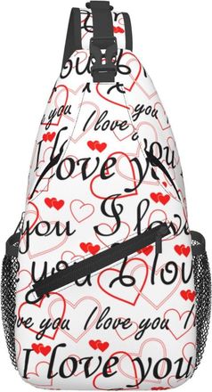 Generic Lover I Love You Red Heart Sling Bag Anti Theft Crossbody Bag Lightweight Chest Backpack For Traveling Outdoors Women