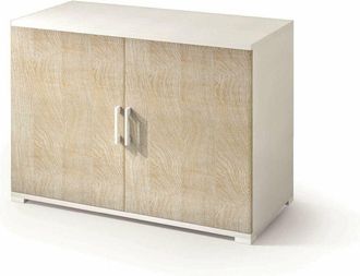 Terraneo Terraneo - Mueble Con Doble Puerta Y Estante Blanco Con Puertas De Roble