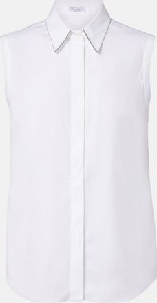 Brunello Cucinelli Monili cotton-blend top