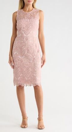 Vince Camuto Sleeveless Embroidered Mesh Dress in Blush at Nordstrom Rack, Size 14