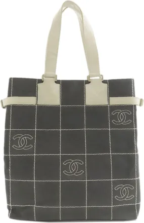 Chanel Chocolate Bar Gray Canvas Tote Bag (Pre-Owned)