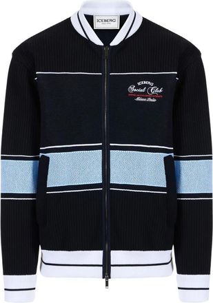 Iceberg Jacquard-gebreid Regular Fit Jasje - Heren - Vesten - Blauw - L - Truien & Vesten