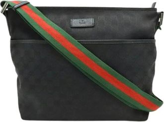 Gucci Pre-owned Cross Body Bags, female, Black, Size: ONE SIZE Pre-owned Canvas Cross Body Bag