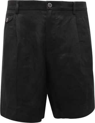 Dolce & Gabbana Linnen Bermuda Shorts Made in Italy - Heren - Korte Broeken - Zwart - L - Linnen - Korte Broeken