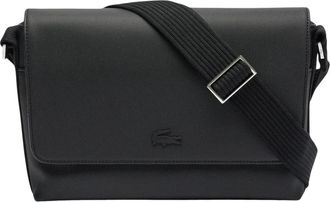 Lacoste Klassieke Heren Flap Tas in Zwart - Heren - Schoudertassen - Zwart - ONE Size - Leer - Tassen