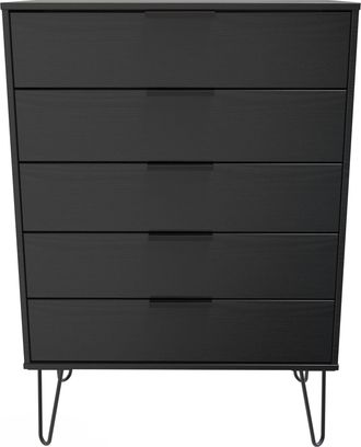 Welcome Furniture Haiti Ready Assembled Chest of Drawers with 5 Drawers - Black Matt - Welcome Furniture | TJ Hughes