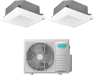 Hisense Doble Split Inversor Cassette Aire Acondicionado 12+12 Con 3amw72u4rjc R-32 Wi-fi Opcional 12000+12000 Con Mando A Distancia Y Panel Incluido