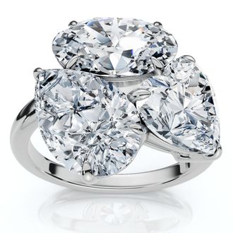 Pompeii3 Certified 6Ct Abstract 3-Stone Diamond Ring 14k White Gold Lab Grown