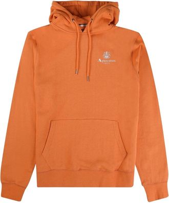Aquascutum Mens Active Small Logo Rust Orange Hoodie Cotton - Size Medium