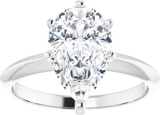 Pompeii3 3Ct Pear Moissanite Solitaire Engagement Ring 14k White Yellow or Rose Gold