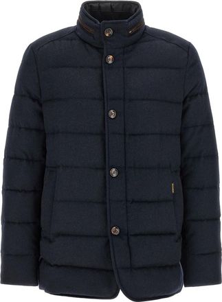 Moorer Blue Quilted Mandarin Collar Jacket