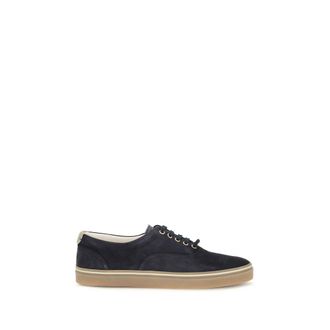 Brunello Cucinelli Blue Suede Leather Low Top Mens Sneakers