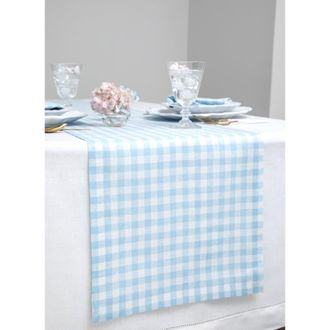 Solino Home Linen Table Runner for Dining Table, Holiday and Everyday Table Decor - Gingham Check in Blue Bell at Nordstrom, Size Xx-Small