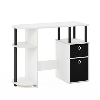 Furinno JAYA Simplistic Computer Study Desk with Bin Drawers, White/Black/Black