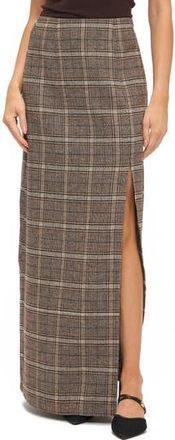 Ookie & Lala Plaid Front Slit Maxi Skirt in Brown/Camel Plaid at Nordstrom Rack, Size X-Small