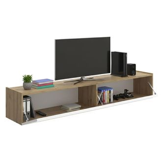 Dmora Mueble Para Tv Bigfork, Un Estante, 2 Puertas, 2 Compartimentos, 35x180x29h Cm Blanco