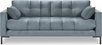 BLOOMINGLOFT 3-Sitzer Designsofa Mamaia Samt - Beine Schwarz