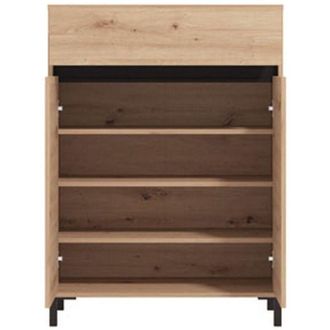 Dmora Scarpiera Ilarione, Mobile Portascarpe un Cassetto, 4 Ripiani, 2 Ante, 80x40x109.5h cm Marrone Rovere Nodi