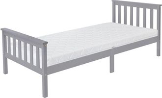 ML Design Ml-design Cama Infantil De Madera De Pino Color Gris Claro Con Colch&oacute;n 90 X 200 X 16 Cm De Espuma Fr&iacute;a Hipoalerg&eacute;nico Ergon&oacute;mico Estructura De Listone