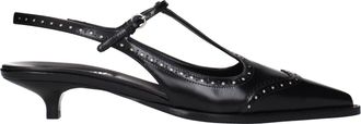 Miu Miu Black Leather Mid Heel Womens Pumps