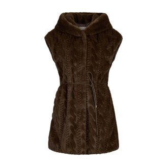 Liu Jo Jassen, Dames, Bruin, S, Polyester, Bruine Gebreide Jas Aw 25