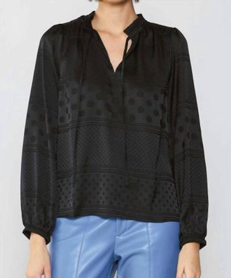 Current Air Dotty Pullover Blouse In Black